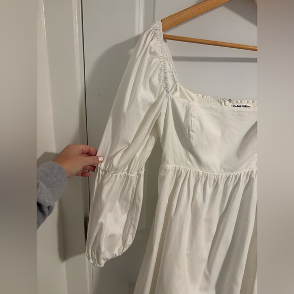 REFORMATION Michaela White Cotton Poplin Puff Sleeve Mini Dress Size 6 - Picture 7 of 12